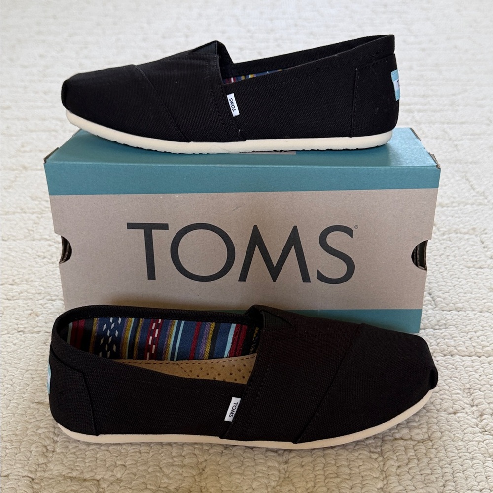 Toms Black Slip-On Canvas with Cream Sole